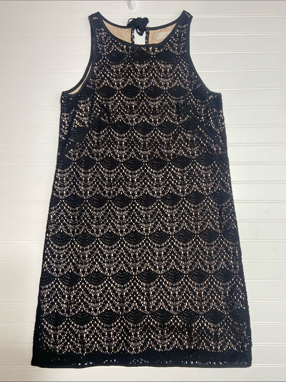 Ann Taylor LOFT Dress Size 6 Black Crocheted Lace Overlay Sleeveless Romantic